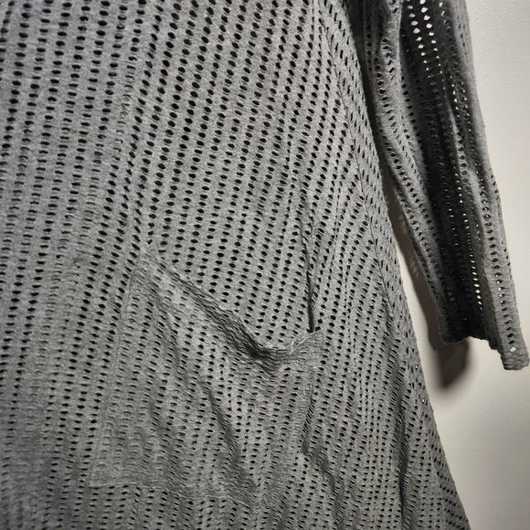Alembika Long Open Knit Duster Cardigan Women Sz L Gray Pockets Lagenlook Flowy - Picture 4 of 9